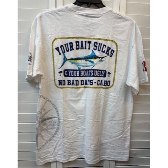Official No Bad Days Latitude 22 Cabo Mexico XL White Cotton Graphic T-Shirt - Picture 2 of 8